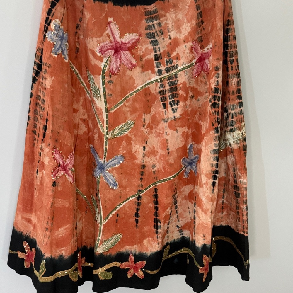 Elegant Floral tie dyed A-Line Skirt